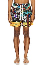 Palm Angels Starry Night Swimshorts in Black & Multi, view 3, click to view large image.