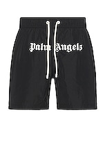 Palm Angels Classic Logo Swimshorts in Black, view 1, click to view large image.