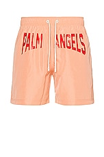 Palm Angels Pa City Swim Short in Pink & Red, view 1, click to view large image.