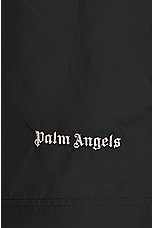 Palm Angels Classic Logo Swimshort in Black & Off White, view 4, click to view large image.