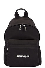 Palm Angels Cordura Logo Backpack in Black & White, view 1, click to view large image.