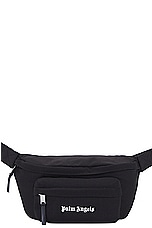 Palm Angels Cordura Logo Fannypack in Black & White, view 1, click to view large image.