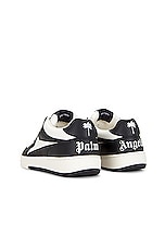Palm Angels Palm University Sneaker in White & Black, view 3, click to view large image.