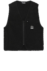 Pleasures Infinite Sherpa Fleece Reversible Vest in Black, view 1, click to view large image.