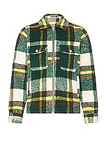 Pleasures Folklore Plaid Work Jacket in Green, view 1, click to view large image.