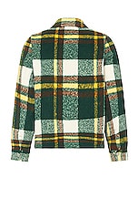 Pleasures Folklore Plaid Work Jacket in Green, view 2, click to view large image.