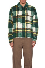 Pleasures Folklore Plaid Work Jacket in Green, view 4, click to view large image.