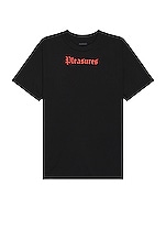 Pleasures Pub T-shirt in Black, view 1, click to view large image.