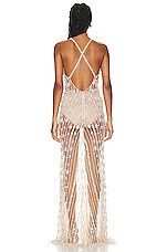 PatBO Hand Beaded Pearl &amp; Crystal Gown in Nude, view 3, click to view large image.
