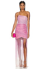 PatBO Ombre Beaded Gown in Pop Pink, view 1, click to view large image.