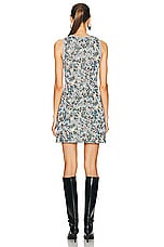 RABANNE Jacquard Lurex Dress in Silver Floral, view 3, click to view large image.
