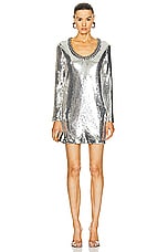 RABANNE Paillette Mini Dress in Silver, view 1, click to view large image.