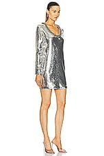 RABANNE Paillette Mini Dress in Silver, view 2, click to view large image.