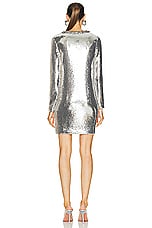RABANNE Paillette Mini Dress in Silver, view 3, click to view large image.