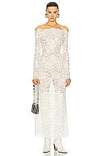 RABANNE Stretch Lace Dress in Ivory, view 1, click to view large image.