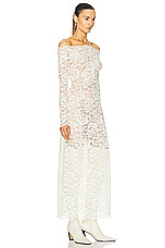RABANNE Stretch Lace Dress in Ivory, view 2, click to view large image.