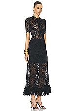 RABANNE Maxi Ruffle Lace Dress in Black, view 2, click to view large image.