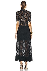 RABANNE Maxi Ruffle Lace Dress in Black, view 3, click to view large image.