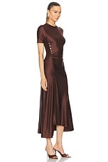 RABANNE Button Midi Dress in Chocolate, view 2, click to view large image.