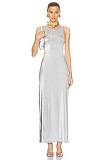 RABANNE Stretch Lurex Jersey Dress in Silver, view 1, click to view large image.