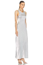 RABANNE Stretch Lurex Jersey Dress in Silver, view 2, click to view large image.