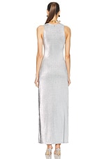 RABANNE Stretch Lurex Jersey Dress in Silver, view 3, click to view large image.