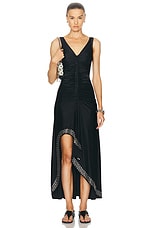 RABANNE Eyelet Long Dress in Black, view 1, click to view large image.