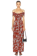 RABANNE Knot Long Dress in Paisley Terracotta, view 1, click to view large image.