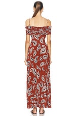 RABANNE Knot Long Dress in Paisley Terracotta, view 3, click to view large image.