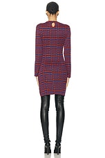 RABANNE Long Sleeve Mini Dress in Red & Black Geometric, view 4, click to view large image.