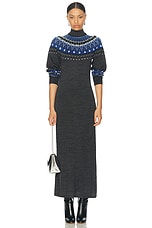 RABANNE Robe Long Sweater Dress in Dark Grey, view 1, click to view large image.