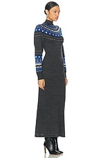 RABANNE Robe Long Sweater Dress in Dark Grey, view 2, click to view large image.