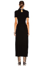 RABANNE Ruched Snap Midi Dress in Black, view 4, click to view large image.