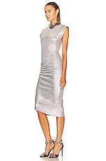 RABANNE Midi Dress in Silver, view 3, click to view large image.