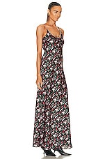 RABANNE Sleeveless Maxi Dress in Black Xs Rose Garden, view 2, click to view large image.