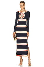 RABANNE Robe Dress in Navy & Gold, view 1, click to view large image.