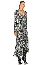 RABANNE Robe Dress in Black Flamenco Flower, view 2, click to view large image.