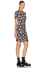 RABANNE Mini Fitted Dress in Mini Navy Neon Flowers, view 2, click to view large image.