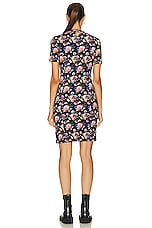 RABANNE Mini Fitted Dress in Mini Navy Neon Flowers, view 4, click to view large image.
