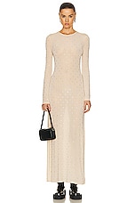 RABANNE Studded Long Sleeve Dress in Nude, view 1, click to view large image.