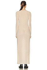 RABANNE Studded Long Sleeve Dress in Nude, view 3, click to view large image.