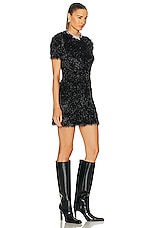 RABANNE Fuzzy Short Sleeve Dress in Black, view 2, click to view large image.