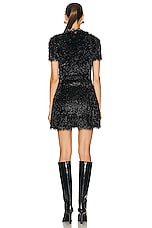 RABANNE Fuzzy Short Sleeve Dress in Black, view 3, click to view large image.