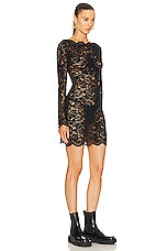 RABANNE Stretch Lace Mini Dress in Black, view 2, click to view large image.