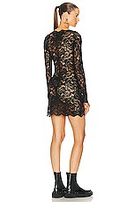 RABANNE Stretch Lace Mini Dress in Black, view 3, click to view large image.