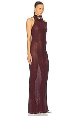 RABANNE Lurex Rib Dress in Burgundy, view 2, click to view large image.