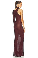 RABANNE Lurex Rib Dress in Burgundy, view 4, click to view large image.