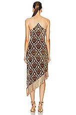 RABANNE Jacquard Fringe Dress in Cachemire, view 4, click to view large image.