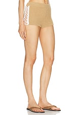 RABANNE Side Cut Out Knit Short in Beige, view 1, click to view large image.