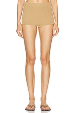 RABANNE Side Cut Out Knit Short in Beige, view 2, click to view large image.